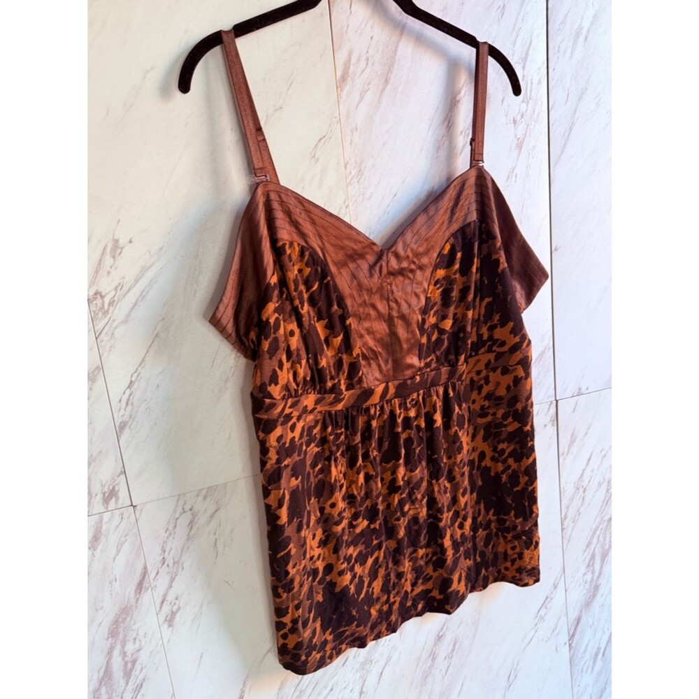 3/$50 Lane Bryant Leopard Print Satin Trim Cami w Removable Straps Womens 22/24
